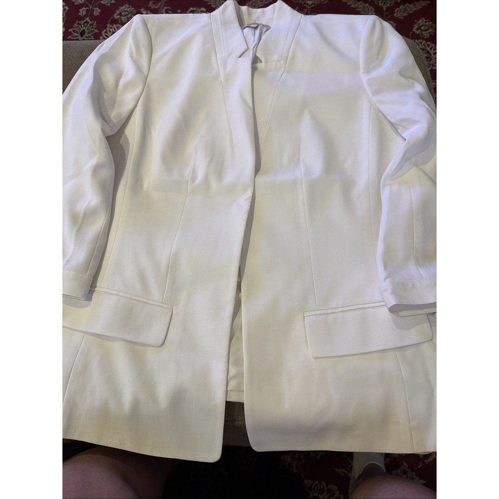 LOFT Outlet Women's Ivory Open Front Blazer Jacket Polyester Lined Large (AH) - Picture 1 of 8
